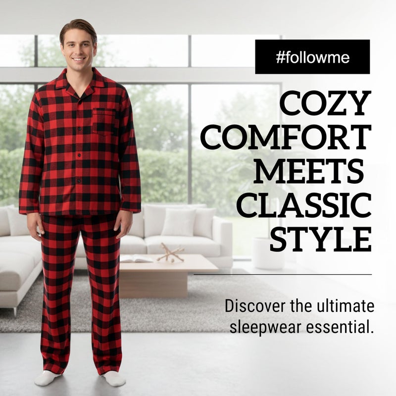 #followme Mens Flannel Pajama Coat Set 44917-1A-XXXL - Image 3